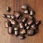 metalart Handmade Vintage Indian Tin Bells Rustic Chime With Wood Striker Tin Cow Bells For Crafts Anniversary Cattle Party Favors Wall Art Orchard Garden Art ( 5 Bells In 1 Set ) (Size -D)