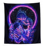 Jiamusi Astronaut and Mushroom Forest Planet Blacklight Tapestry UV Reactive Tapestry for Bedroom Trippy Tapestry black light Tapestry aesthetic Wall Hanging for Room Home Decor