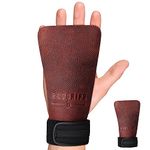 RooGrips - Fingerless Durable Protective Leather Hand Grips, Workout Gloves, Crossfit and Gymnastics Grips, Non-Slip Weight Lifting Gloves for Men and Women, Pebble Grain, Small