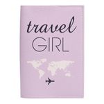 Canada Fashion Passport Cover Premium Bonded Leather Travel Holder (Travel Girl Plane Purple)