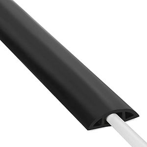 Floor Cable Cover, 4ft, Black Wire Cover for Floor, Prevent Cable Trips & Protect Wires, Floor Cord Cover - Cord Cavity - 0.39" (W) x 0.24" (H)