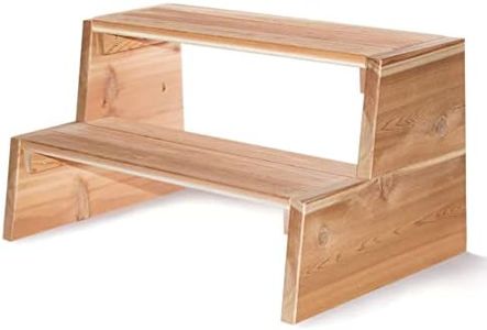 All Things Cedar Step Stool, 2 Tiered Wooden Ladder for Outdoor Spas or Backyard Patios