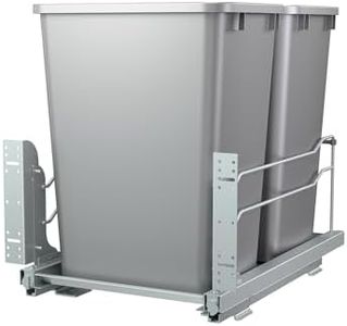 Rev-A-Shelf Double Pull-Out Trash Can for Under Kitchen Cabinets 35 Quart 8.75 Gallon with Soft-Close Slides, Metallic Silver, 53WC-1835SCDM-217