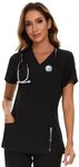 COZYFIT Scrub Tops for Woman - Soft Stretch, V-Neck Top Scrubs with 3 Pockets, Easy Care for Women