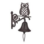 Relaxdays Cast Iron Door Bell Owl, Antique, Country House Style, Bird, Weatherproof Garden Decoration, Dark Brown