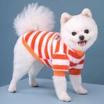 KUTKUT Warm Fleece Small Dog & Cat Girl Boy Shirt, Cute Stripe Pattern Stretchable Winter Cozy Soft Tshirt For Maltese, Toypoodle, Toypom Etc (Size: M, Chest: 40Cm, Length: 30Cm) - Multicolor