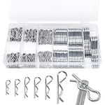 150pcs Cotter Pins Split Pins Assortment Kit, R Clips R Shaped Clips Cotter Pins, Retaining Spring Hitch Cotter, Safe and Quick Tighten (6 Sizes)