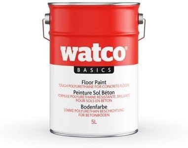 Watco Basique Peinture Sol Béton Polyuréthane Résistante et Brillante pour Béton Bois Métaux (5L, Gris Clair)