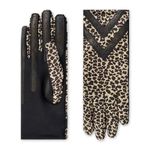 isotoner womens Spandex Touchscreen Cold Weather Gloves With Warm Fleece Lining and Chevron Details, Leopard - Smartdri, Small-Medium
