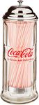 Tablecraft Coca-Cola Glass Straw Dispenser with Metal Lid, Small