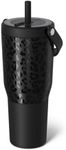 BrüMate Resa 35oz 100% Leakproof Travel Tumbler w/Handle & Straw | Flexible SoftSip Straw | Silicone Sleeve for Durability | Stainless Steel | Cup Holder & Travel Friendly Water Bottle (Onyx Leopard)