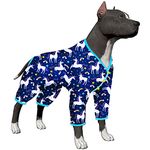 LovinPet Pitbull Pets Shirts, Undershirt for Dog Coats, Anti Licking, Pet Anxiety Calming Onesies for Dogs, Lightweight Stretchy Fabric, Chasing Dreams Horse Print, Large Breed Dog Clothes,Blue XXL