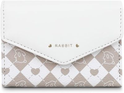Small Wallets for Girls Kids Cute Rabbit Slim Bifold Wallet Cash Pocket Card Holder Coin Purse for Women (White)