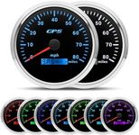 ARTILAURA 110mm 4-3/8" Boat GPS Speedometer 7 Color 80 MPH GPS Speedometer Gauge Antenna for AUTO Marine(Black & Silver)