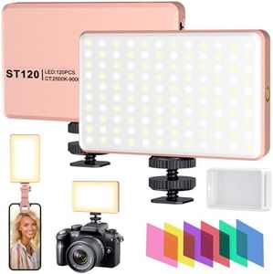 Meixitoy 120 LED Phone Light, 5000Mah Rechargeable Selfie Light, Video Light with 3 Light Modes, Light for Video Recording, Selfie, TikTok, Vlog, Camera Light for iPhone/iPad/Phone/Camera(Pink)