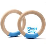 YOELVN Wood Gymnastics Rings 1543lbs for Home Gym Body Workout, Cross Training, Muscle Ups, Non-Slip (Rings Only) (Diameter: 32MM)