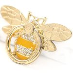 Allengel Stylish Phone Ring Grip Holder Stand, Bee Phone Finger Holder Kickstand for iPhone and Android Phone, Gold & Crystal