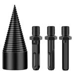 Cookwowe Wood Splitter Drill Bit,3Pcs Firewood Log Splitter Drill Bits, Removable Heavy Duty Drill Screw Cone Driver, Hex Square Round Hanle Drill for Household Electric Drill(42mm)