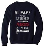 Tstars PAPY Peut Tout réparer Cadeau Fêtes des Grands Pères Humour Sweatshirt Homme X-Large Marine