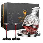 Luxury Wine Decanter Set with 2 Lead-Free Crystal Glasses - 1500ml 360° Rotating & Fast Aeration, Red Wine Carafe Gift for Wedding, Anniversary, Retirement, Wine Buffs