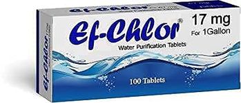 Ef-Chlor 17 Mg Water Purification Tablets / 100 Tablets Pack -1 Tablet Purifies 3-4 Liters of Water/Safe and Reliable Water Treatment No Color or Unpleasant Taste/Sterilize Disinfect & Purify Water