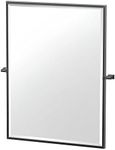 Gatco 4719MXFS Bleu Framed Rectangle Mirror, 32.5" H, Matte Black | Wall Mounted 32.50" H X 27.50" W Pivoting (Tilting) Beveled Bathroom Vanity Mirror