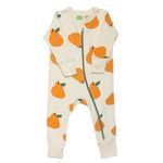 PARADE Organic Signature Print '2-Way' Zip Romper - Long Sleeve Big Pears 12-18M no Mitts