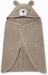 MORI Baby Boys and Girls Hooded Bear Kids Towel in Taupe - 100% Organic Cotton Unisex Infant Soft Blanket - Absorbent and Long Lasting - 100 x 88 cm