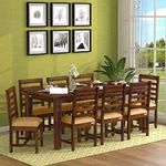 BRIGHTWOOD Rosewood Dining Table with 8 Chairs | 8 Seater Dining Set Wooden Dining Room Furniture for Home Living Room Restaurants - (Teak Finish with Cushions)