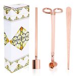 TIE-DailyNec Candle Wick Trimmer, Candle Snuffer and Wick Dipper, 3 in 1 Stainless Steel Candle Accessory Set with Gift Package for Candle Lovers (Gold)