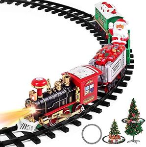 Super Joy Christmas Train Set - Toy Train Set with Lights and Sounds, Round Railway Tracks for Under / Around The Christmas Tree, Best Gifts for 3 4 5 6 7 8+ Year Old Kids Boys Girls