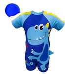 TEMPEST Boys Swimming Costume |Dino Swim Suit | Swimwear | Swimming Dress | One-Piece Swimwear | Boys Bathing Suit Swimwear Half Sleeve 1 Piece Swimming Costume for boys (Multicolor, 9-10 Years)