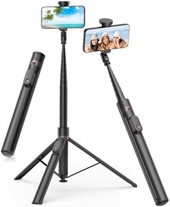 TONEOF 66" Automatic Tripod,Auto-Open Phone Tripod Stand with Magnetic Rechargable Remote, Selfie Stick Tripod 360° Vertical & Horizontal Rotatable,Stable Travel Tripod for iPhone/Android（Black