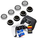 MatoSan® 8x Black & White Thumbstick Caps Grip Accessory Set Aim Assist Caps for XBOX One Series X S Switch Pro Controller PS5 PS4 Controller Sticks Joystick Protection Attachments