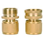 Brass Garden Hose Fittings 3/4" Male and 3/4" Female Car Wash Pipe Fittings Brass Quick Couplings Garden Irrigation Accessories Faucet Quick Connect Fittings