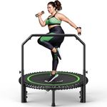 B BCAN 40'' Rebounder Trampoline for Adults, 204kg Foldable Mini Trampoline with Adjustable Foam Handle, Mute & Pre-assembled Fitness Trampette Indoor