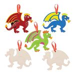 Baker Ross Dragon Ceramic Decorations - Pack of 5, Chinese New Year Craft Kit, Crafts for Kids (FE230), Red