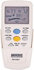 Anderic Replacement for Hampton Bay CHQ7096T with Fan Timer Key Thermostatic Remote Control for Hampton Bay Ceiling Fans (FCC ID: CHQ7096T, UC7096T, CHQ8BF7096T, CHQ8BT7096T) - RR7096T