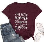 KNEYATTA The Best Moms Get Promoted to Grandma T Shirt Women Grandmother Gift Shirt Short Sleeve Casual Tee Top - Red - Medium