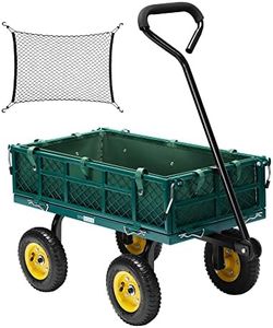 VIVOHOME Heavy Duty 400 Lbs Capacity Mesh Steel Garden Cart Folding Utility Wagon with Removable Sides Green