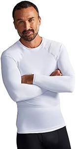 Tommie Copper Men's Pro-Grade Shoulder Support Shirt I UPF 50, Long Sleeve Compression Shirt, Upper Body & Posture Support White