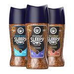 Sleepy Owl Instant Coffee Powder Pack of 3 | Premium Combo - Original, Hazelnut, French Vanilla | 100% Arabica Beans | Delicious Assorted Flavours | Ready in Seconds | Makes 150 cups | 100gm Each