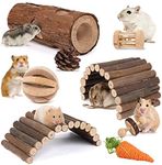 Sofier Toys Accessories for Cage Natural Guinea Pig and Chews for Teeth Rat Toys Chinchilla Toys Wood Hideout Hamster Bridge Apple Wood Sticks