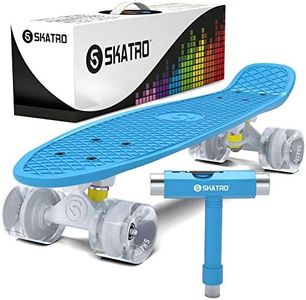 Skatro - Monopatín Mini Cruiser. Tabla de plástico de Estilo Retro de 22 x 6 Pulgadas