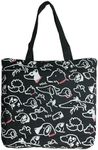 Cute Tote Bag for Women with Zipper, Funny Purse with Cats Dogs Large Canvas Shoulder Bag Handbag, Bow-black, Large