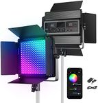 NEEWER RGB1200 60W RGB LED Video Light Supports APP & 2.4G Remote Control, 22000 Lux/0.5m 360°Full Color RGB CRI 97+ 2500K-8500K Led Panel Light with Barndoor Video Lighting for Studio Photography