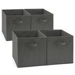 EZOWARE Set of 4 Collapsible Storage Cubes, Foldable Fabric Organizer Basket Bin Boxes Set with Handles for Baby Kids Toy Nursery Room Home Closet Drawers - 33 x 37 x 33cm / Gray