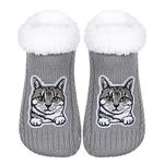 ZYZX Cat Fuzzy Slipper Socks with Grips Winter Non Slip Fleece-lined Fluffy Cute Fuzzy Socks Cozy Soft Funny Warm House Socks Gifts