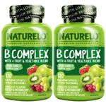 NATURELO B Complex - Whole Food Complex with Vitamin B6, Folate, B12, Biotin - Supplement for Energy and Stress - High Potency - Vegan - Vegetarian - Non GMO - Gluten Free - 240 Capsules