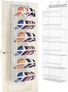 AOODA Clear Over The Door Hat Racks for Baseball Caps, Large Holds up to 72 Caps Hat Storage Organizer for Closet Wall, Deep Pockets Hanging Snapback Holder Shelves with 3 Hooks, White